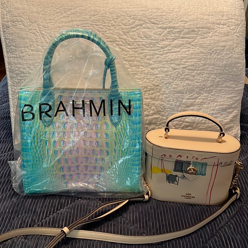 Brahmin Small Caroline Satchel Cotton Candy Melbourne Leather Coach J.Mbasquiat